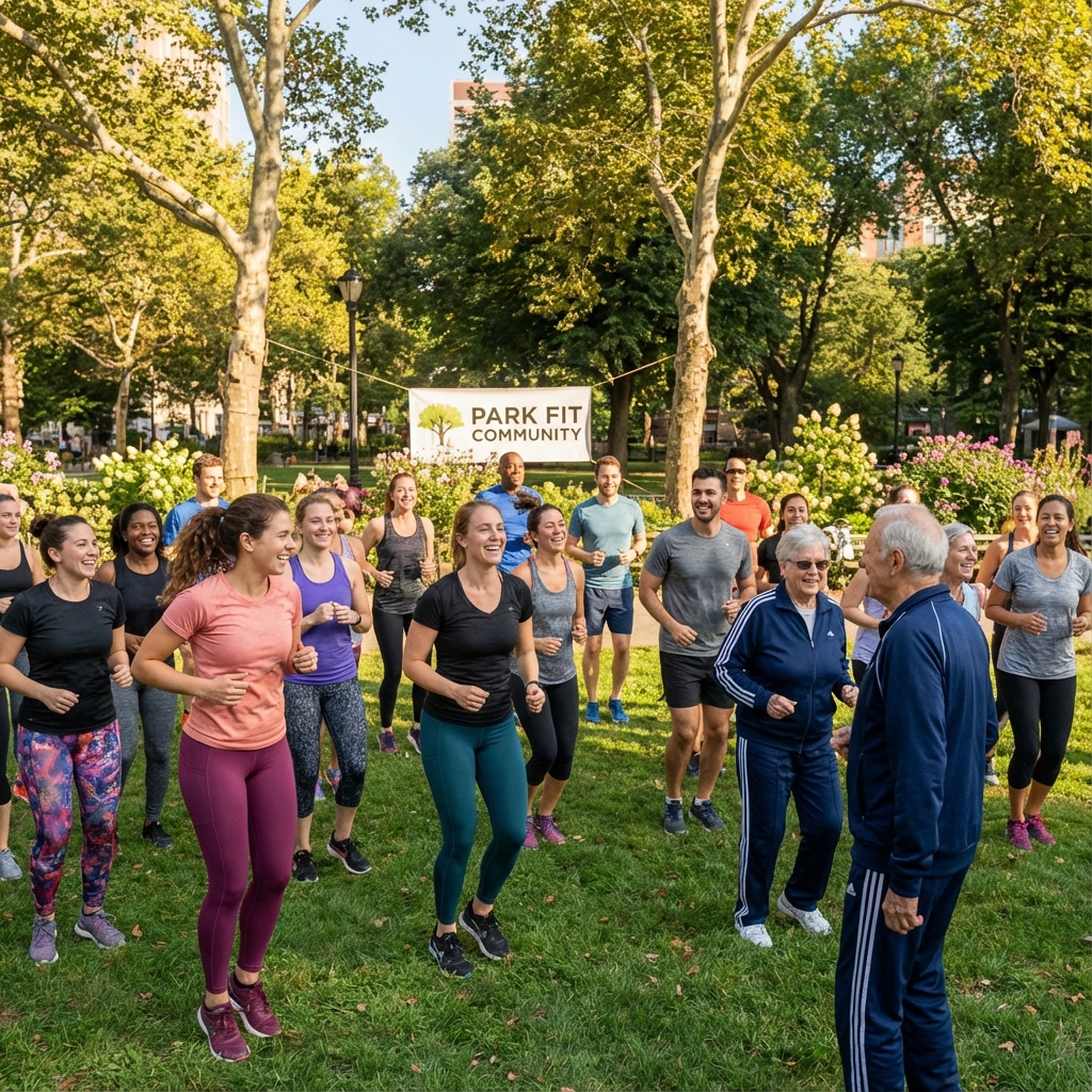 Pessoas fazendo atividade física em grupo